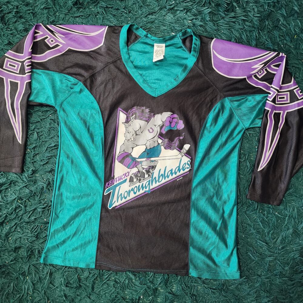 Vintage 90s Kentucky Thoroughblades Hockey Jersey Made USA Medium